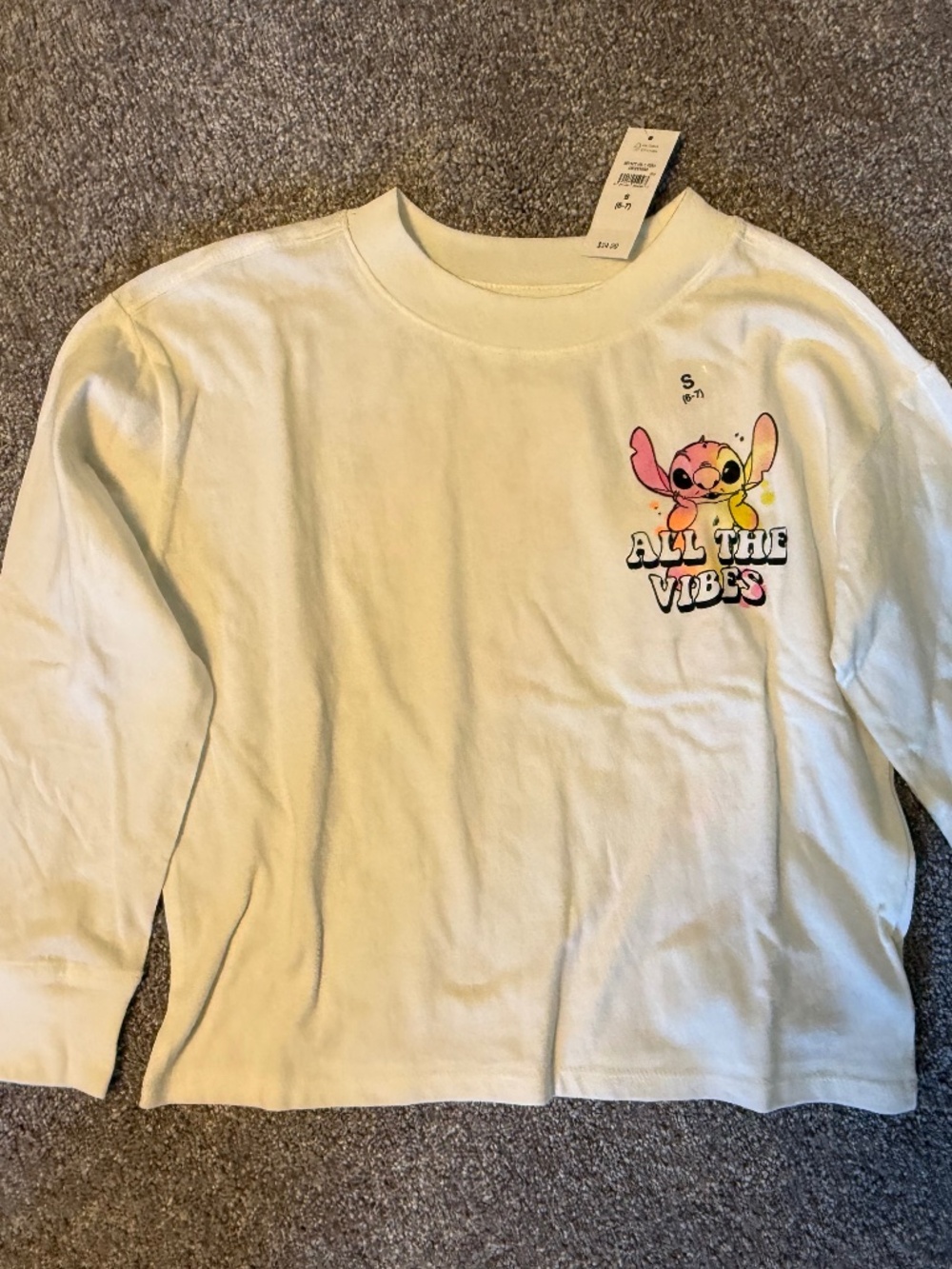 NWT Girl's Small Gap Factor Oversized Stitch Graphic Long Sleeve T-Shirt